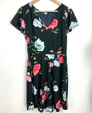 Old Navy Dress Size S Black Floral Short Sleeve V-Neck