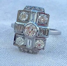 Antique 1.50 Ct White Diamond Art Deco Vintage Wedding Ring 925 Sterling Silver