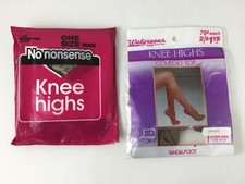 No Nonsense 2-Pair Pack Nylon Knee Highs Sheer Toe Nude One Size NWT