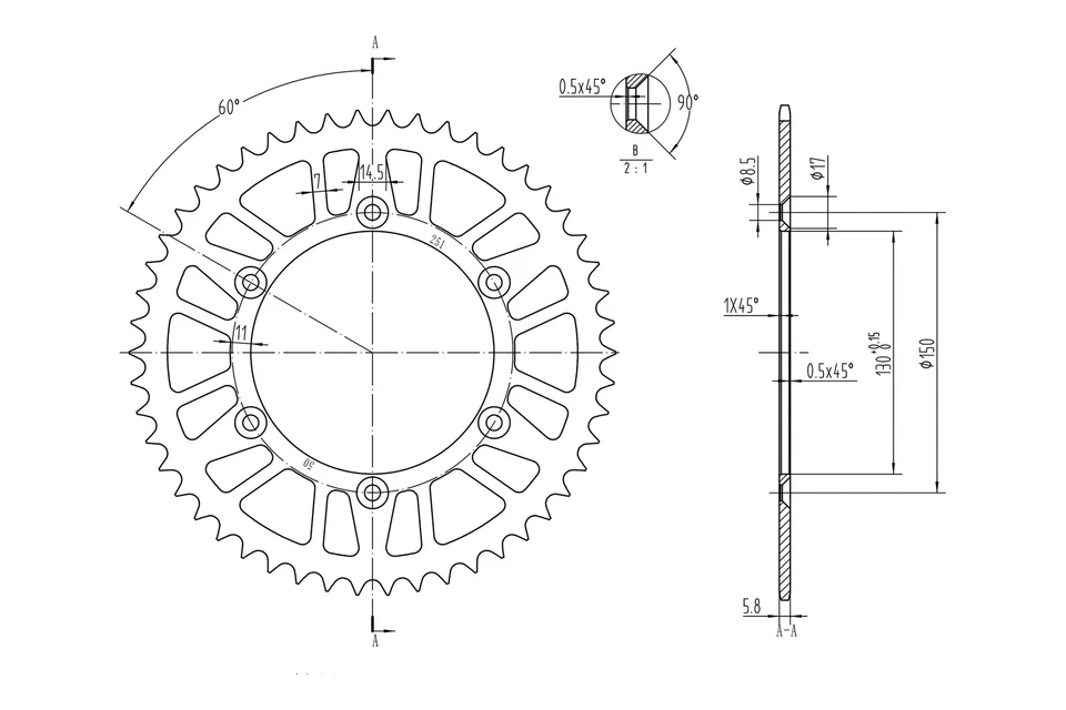For Yamaha WR250F 2007-2017 BikeMaster 965123 520 Series Sprocket - Изображение 2 из 2