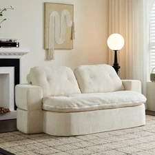 Modern Convertible Floor Sofa Bed: Chenille Folding Mattress w/ Pillows