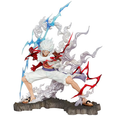 28Cm One Piece Figure Sun God Gear 5 Nika Luffy Action Figure GK Thunderbolt Mon