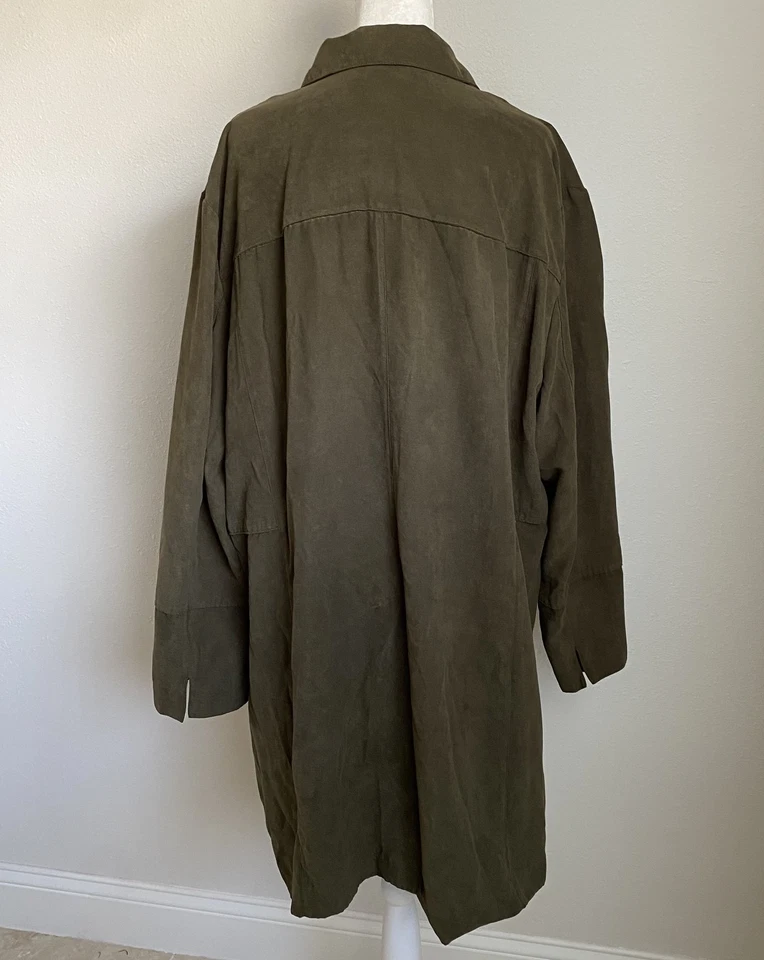 Vintage Norton Studio Womans 20W Soft Overcoat Trench Coat Army Green *read* - Image 2 of 4