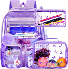 See through Backpack for Girls, 17" Women Heavy Duty PVC Transparent Bookbag, Cu