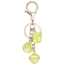 Lucky Dice Keychain Charm, Resin Dice Keyring with 3 Pendants, Light Yellow