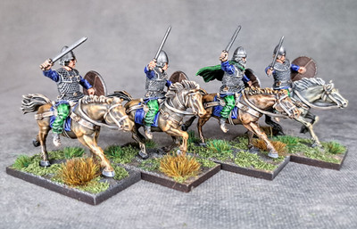 Bemalte angelsächsische berittene Thanes #2 - 4 historische Miniaturen - 28 mm