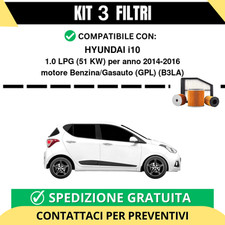 Kit 3 Filtri Tagliando per HYUNDAI i10 1.0 LPG 51 kw Benzina/Gasauto (GPL) 20...