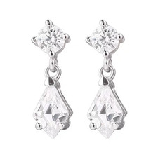 925 Sterling Silver Clear Waterdrop CZ Dangle Drop Stud Earrings Gift TH6