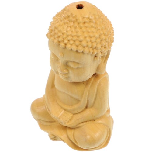 Ciondolo Portafortuna Per Auto In Legno Di Bosso: Buddha Intagliato Per Specchietto Retrovisore - Marrone - 3