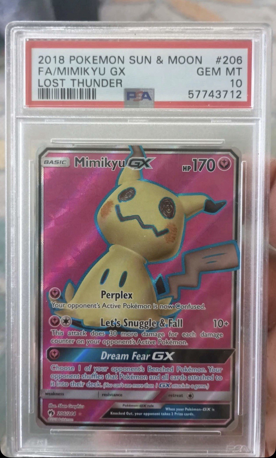 Mimikyu GX 2018 Sun & Moon: Lost Thunder #206/214 Holo (Full Art