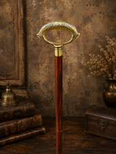 Antique Style Victorian Brass Handle Cane Wooden Walking Stick Vintage Gift Men