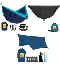 NEW Wise Owl Outfitters Hammock BUNDLE Hammock, Rain Tarp, Bug Net, Talon Straps