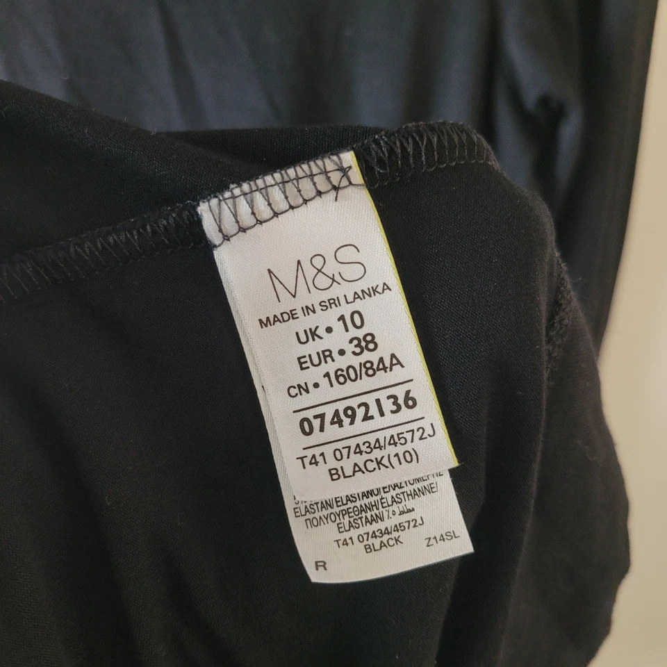 M&S Women Size 10 Black Stretch Long Sleeve T-shirt Dress Casual Smart Relax - Image 4 of 4