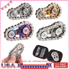 Sprocket Decompress Toys Bike Chain Gear Fidget Spinner Gyro Stainless Steel US