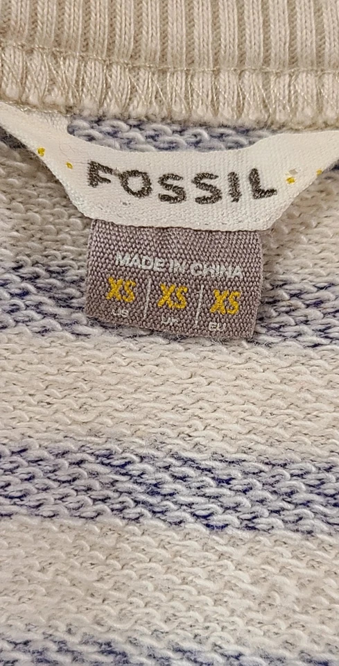 Sudadera Fossil Manga Larga Talla Xs Cuello Redondo Ligera Jersey Marfil/Azul Foto 3 de 4