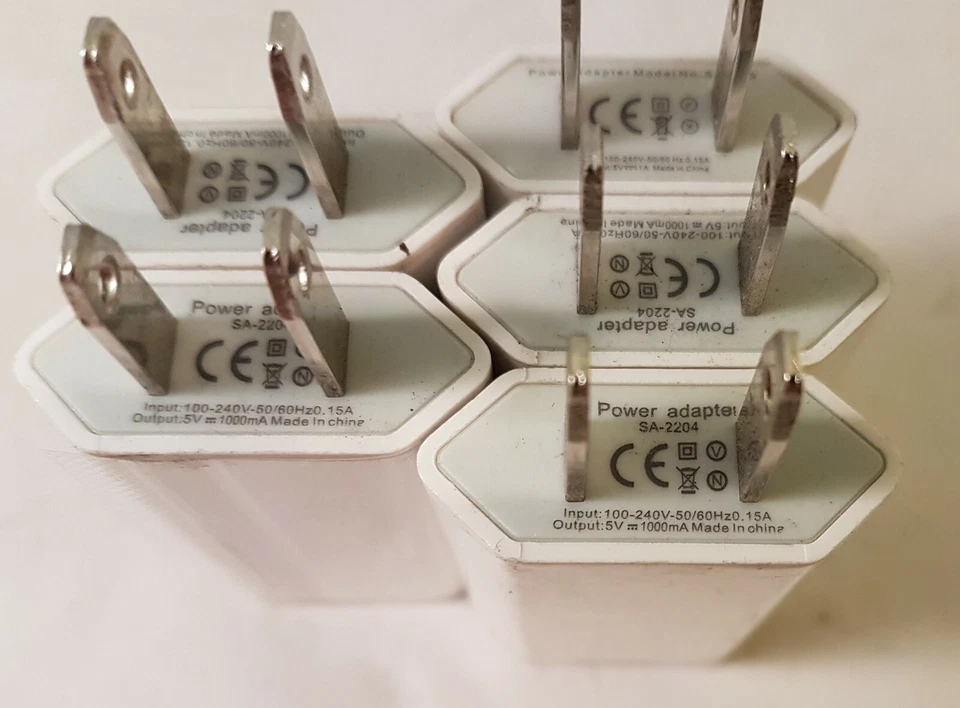 5 Lot! 5V 1A USB Wall Charger US Plug Power Supply AC Phone Tablet CE Listed - Image 2 of 4