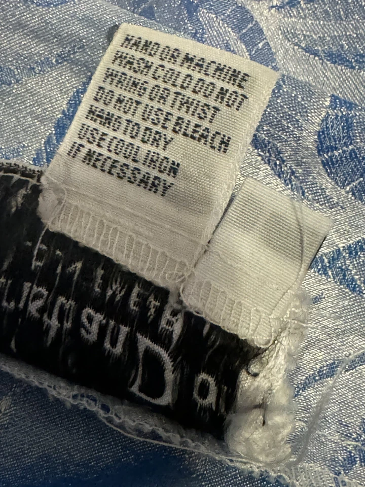 Vintage Christian Dior  Blue Floral Long Robe Large Silver & Baby Blue NO BELT - Image 3 of 4