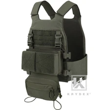 KRYDEX Low Vis Slick Armor Carrier & Tactical Placard & Drop Pouch Ranger Green