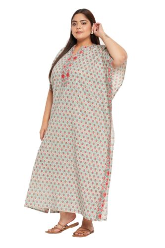 Women Long Casual Loose Printed Cotton Kaftan Plus Size Boho Maxi Kimono Caftan - Picture 117 of 142