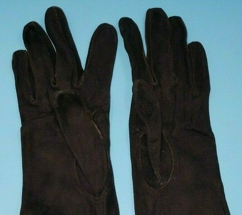 Exquisite Vintage Black GLOVES Size 6 1/2 Buttery-soft Kid Suede Unused - Picture 4 of 7