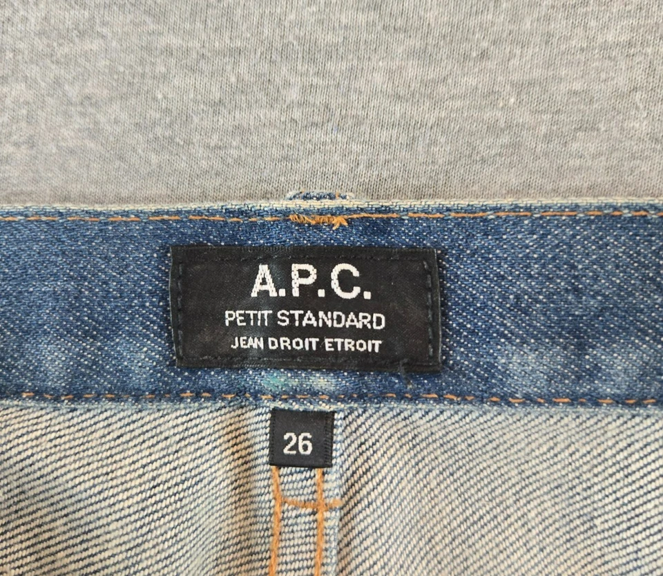 A.P.C. Jeans jeans Petit novo padrão azul unissex 26 28W lavagem vintage fino Japão - Imagem 4 de 4