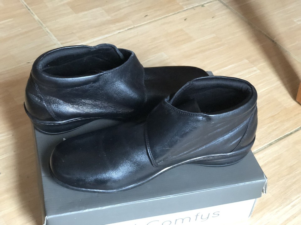 Mod Comfys Women’s Black Soft Leather Memory Foam Ankle Boots Size UK 9