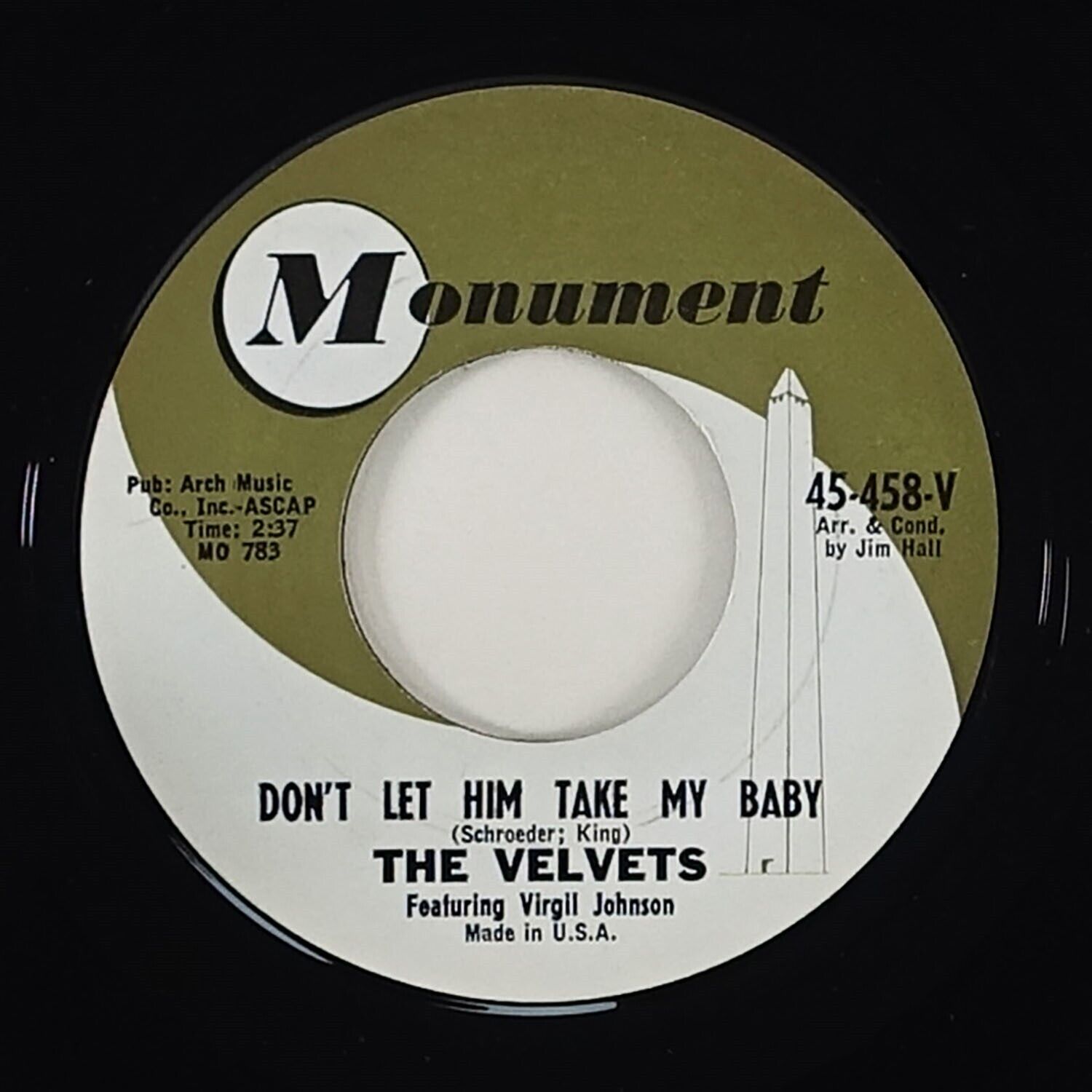 Velvets "Don't Let Him Take My Baby" Northern Soul Popcorn 45 Monument HEAR