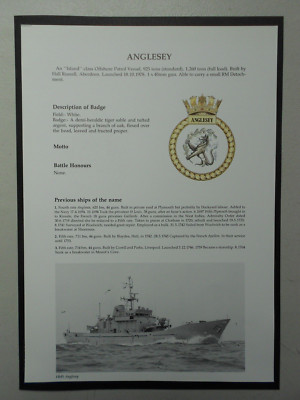 MARINE DRUCK - HMS ANGLESEY OFFSHORE PATROUILLENSCHIFF - MARINEABZEICHEN & SCHLACHTEHREN