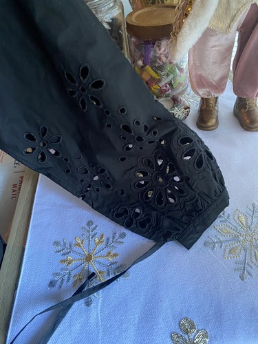 J. Crew Dress Women Size 8 Black Tiered Long-sleeve Midi embroidered strip New - Picture 7 of 15