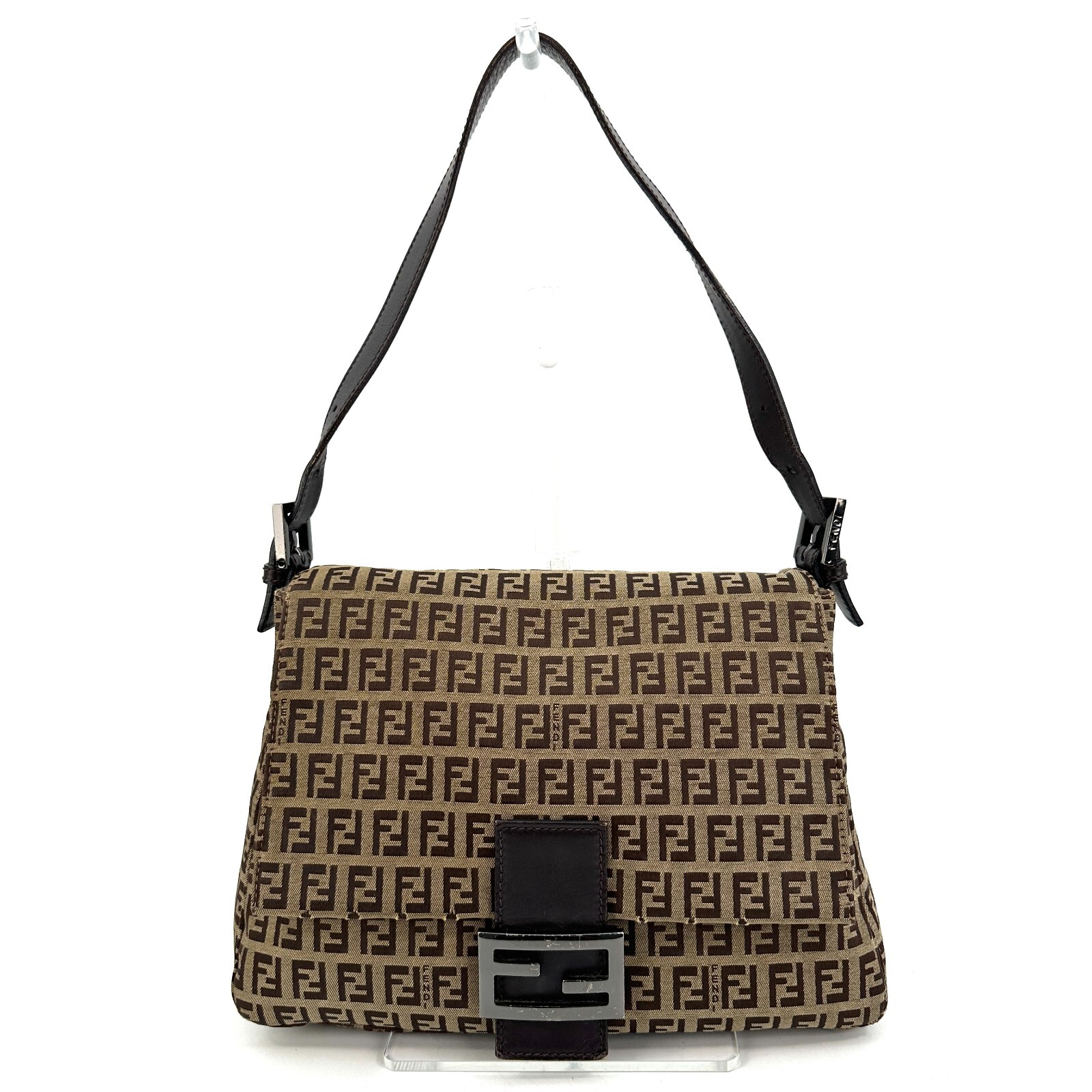 FENDI Zucchino Zucca Mamma Bucket Shoulder Hand Bag Canvas Leather Authentic