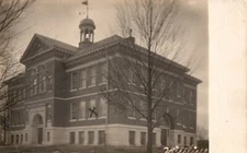 Brick School House Scene Vintage Postcard RPPC Photo Street View