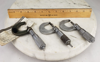 3x Mitutoyo Outside Micrometer Lot - 0-1'' 103-127 Machinist Tool Vintage Carbide