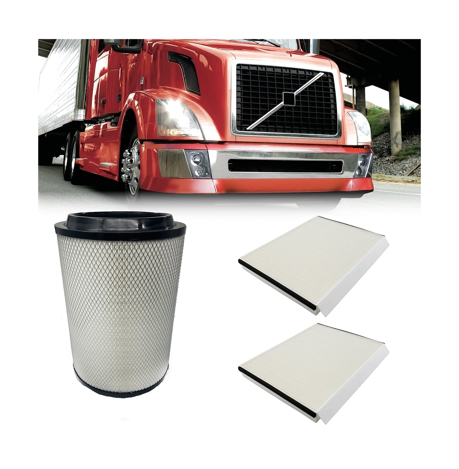 Semi Truck Engine & Dual Air Filter Kit for Volvo VNL 670 630 760 780 860 2002 and Newer  -image
