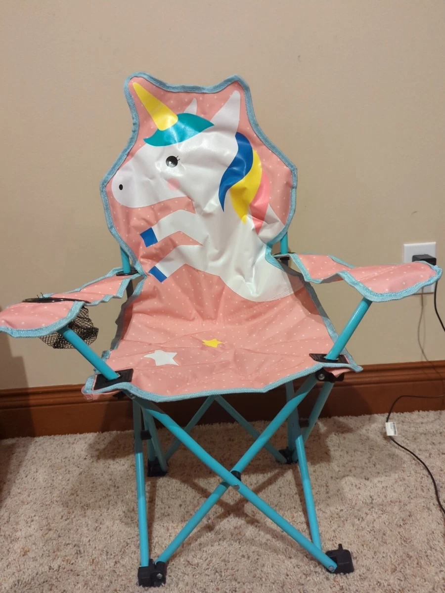 KABOER Kids Outdoor Folding Lawn and Camping Chair with Cup Holder Unicorn Ca