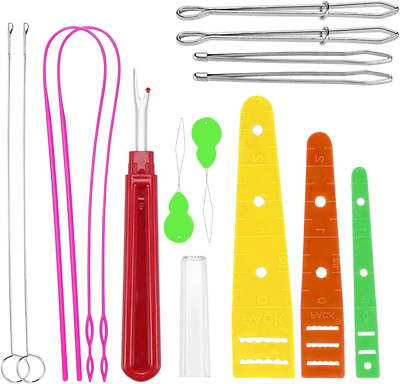 Durchziehnadel Set, 14PCS Einfädelhilfe Nadeleinfädler Gummiband Kordelzug Nadel