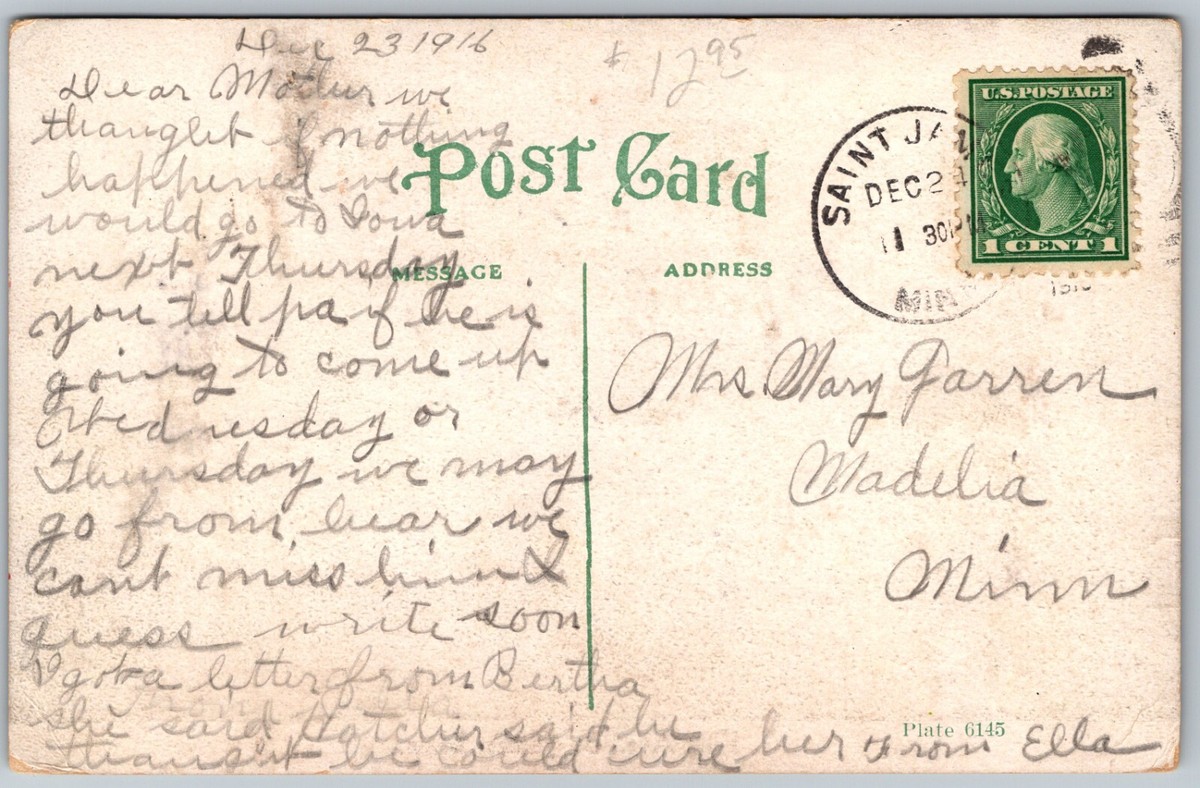 c1916 First Avenue St James Minnesota ANTIQUE Postcard 2742 | eBay