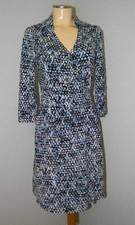 Clearance Sale ~ ANN TAYLOR ~BLACK BLUE & WHITE 3/4 Sleeve Jersey Wrap DRESS 4