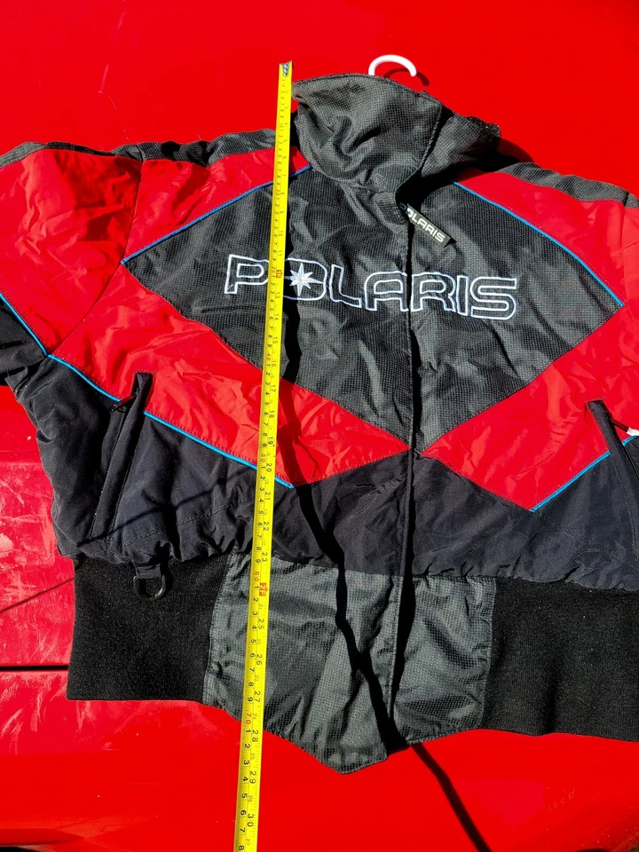 Jaqueta Polaris Indy Vintage Feminina Tamanho Grande Snowmobile Vermelha Preta Puffer Antiga - Imagem 4 de 4