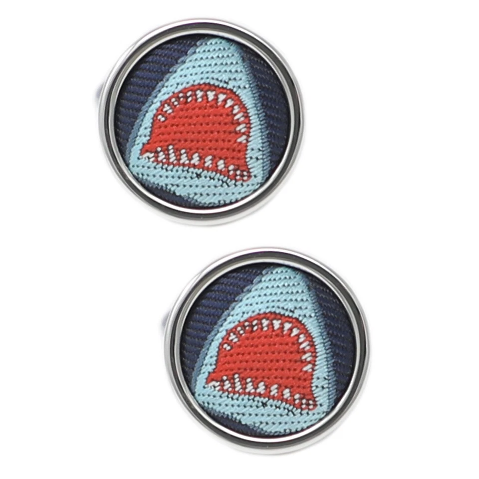 鲨鱼领带匹配袖扣套装海洋动物鲨鱼嘴领带袖扣礼物 — 第 4/4 张图片