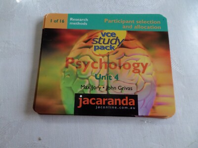 VCE Study Pack Psychology Research Methods Unit 4 Jacaranda Press 1 to 16 Cards