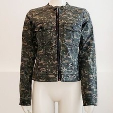 Sanctuary Size Medium Zip Up Camo Moto Jacket Flap chest pockets cotton/spandex