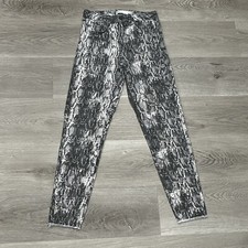 Zara Women's Z1975 Demin Jeans Size 2 Snake Skin Print Slim Fit Cut Off Rise 9in