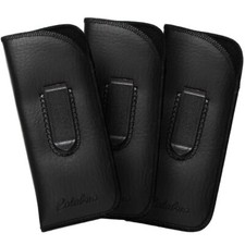 Slim Eye Glasses Case w/Clip Soft PU Leather Black 3Pack Men Women Eyeglass P...