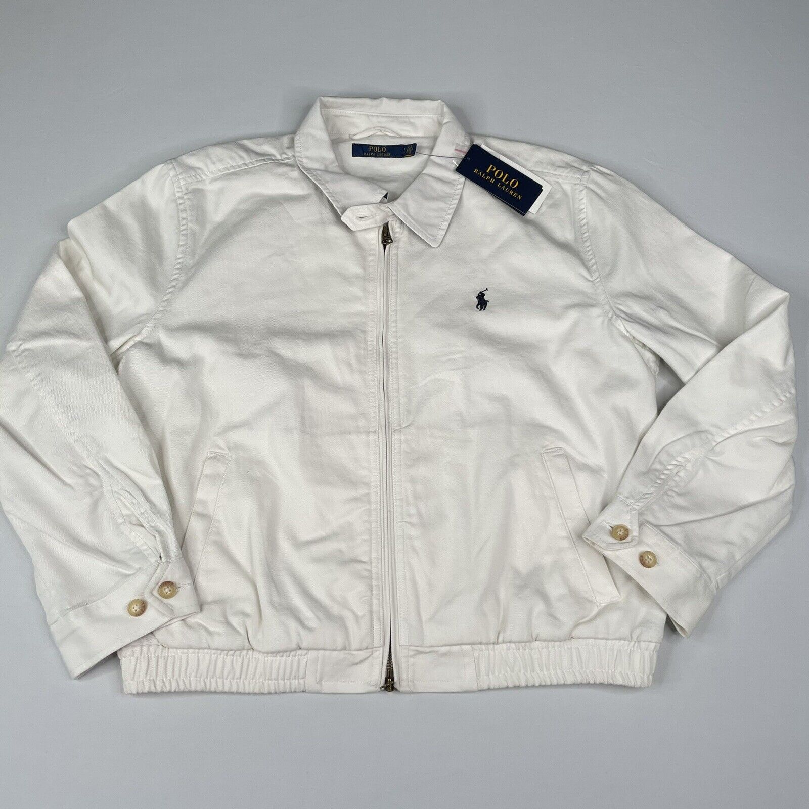 Polo Ralph Lauren Cotton Chino White LARGE Womens Jacket Full Zip