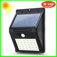 FARETTO FARO LUCE DA ESTERNO A 20 LED CON PANNELLO SOLARE SENSORE DI MOVIMENTO