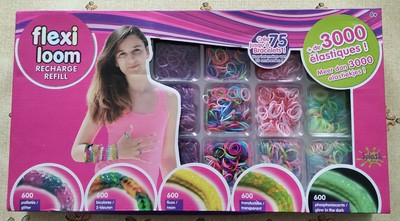 Nachfüller mit 3000 GUMMIBÄNDERN und 75 VERSCHLÜSSEN '' FLEXI LOOM '' NEU