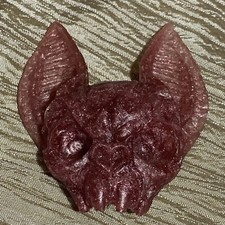 Pink Resin Shimmer Vampire Bat Head Skull, One Of A Kind