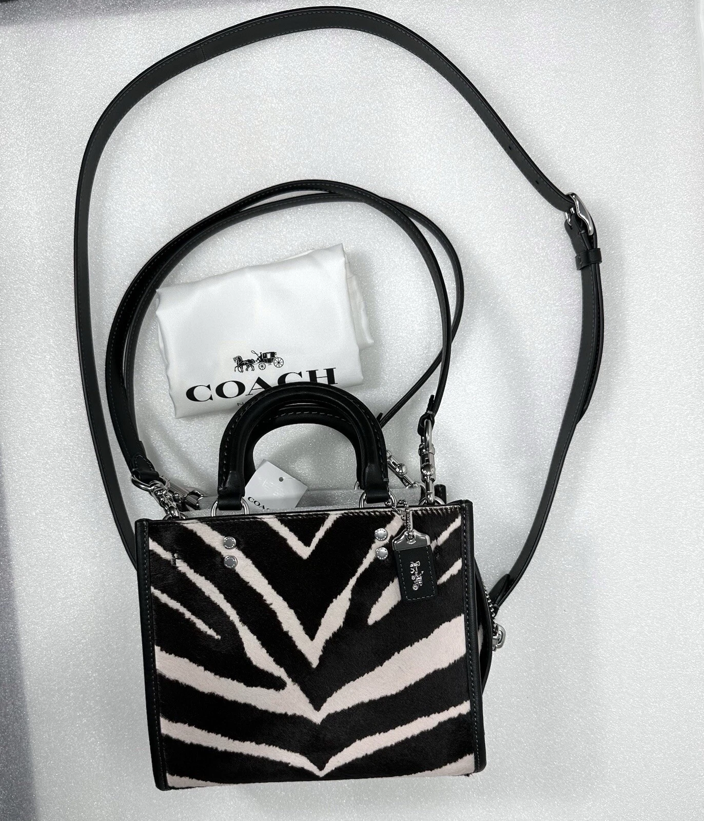 Coach Rogue 20 manico superiore zebrato pelo di vitello stampa animalier nuovo con etichetta cm564