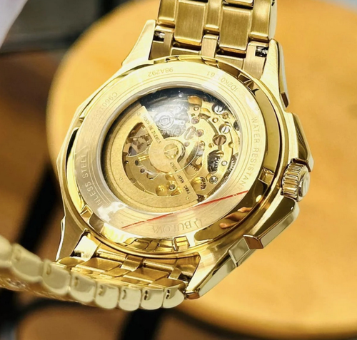 Bulova Octava Automatic Gold Dial Automatic Gold Tone Men's Watch 98A292 - Picture 9 of 10