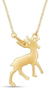 Authentic Animal Antler Deer Pendant 18" Necklace For Women's 925 Sterling